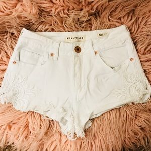 White High Rise Jean Shorts.